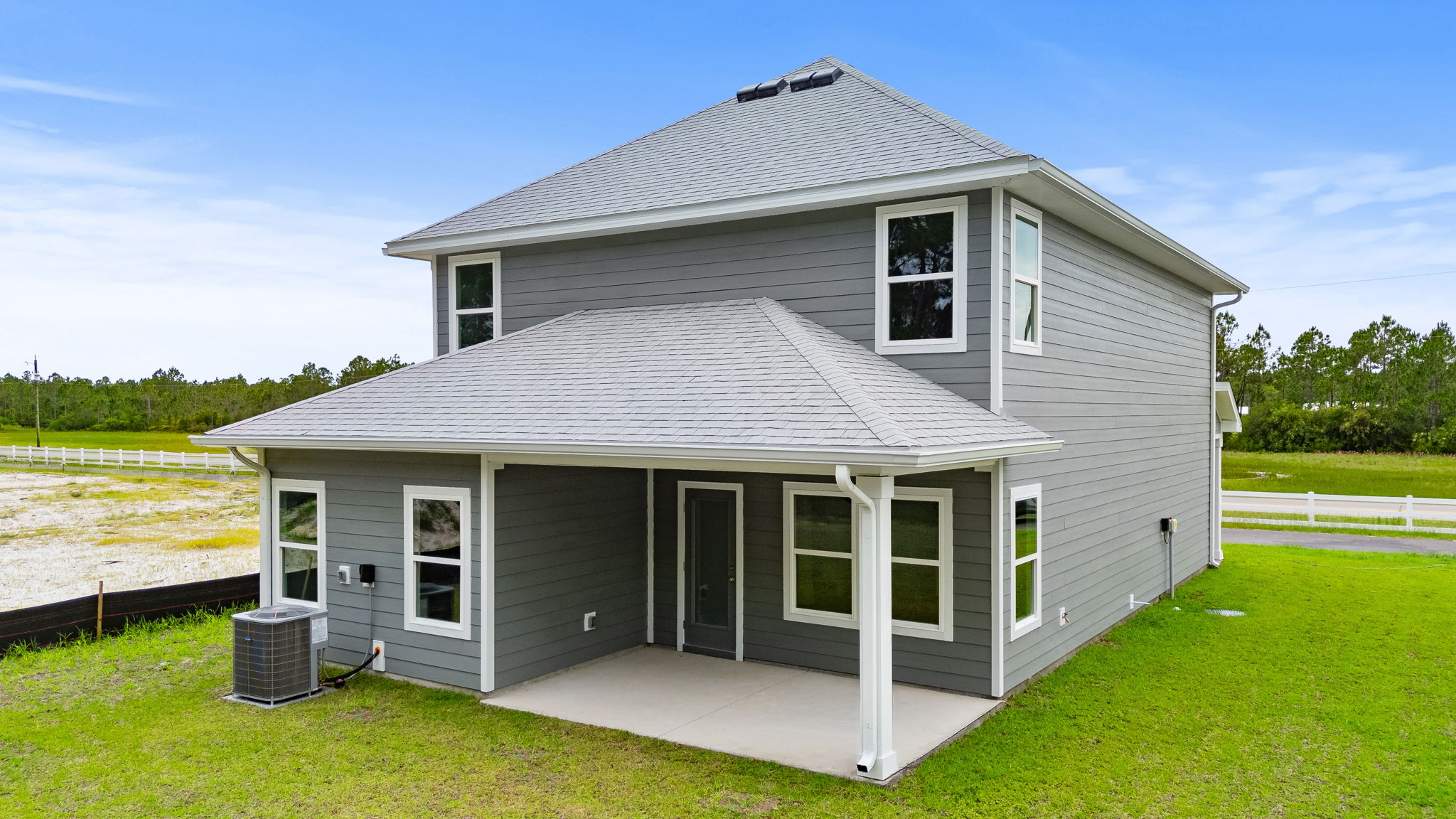 Alabaster floor plan at Buffer Farms rear of home with covered rear patio.