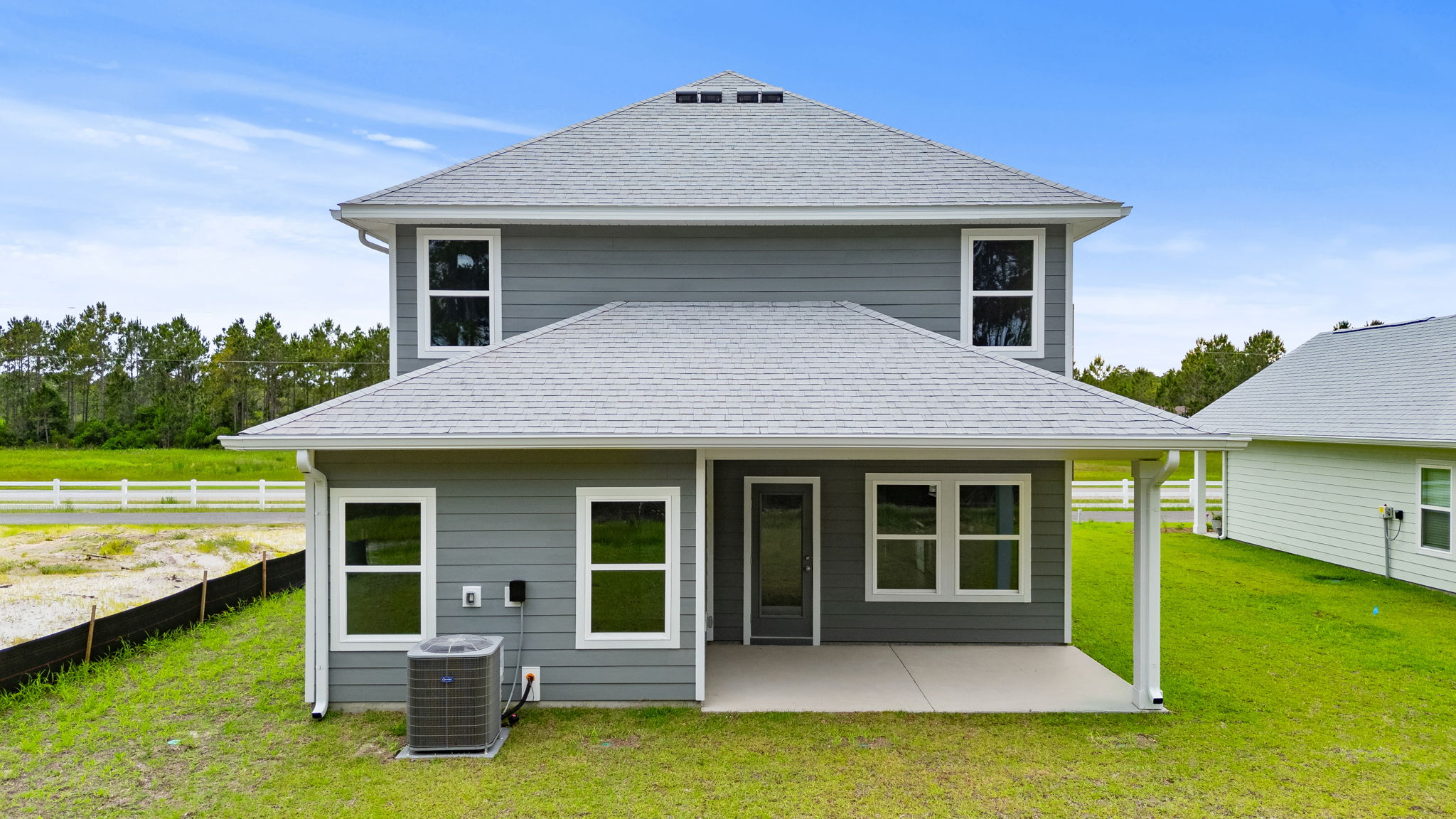 Alabaster floor plan at Buffer Farms rear of home with covered rear patio.