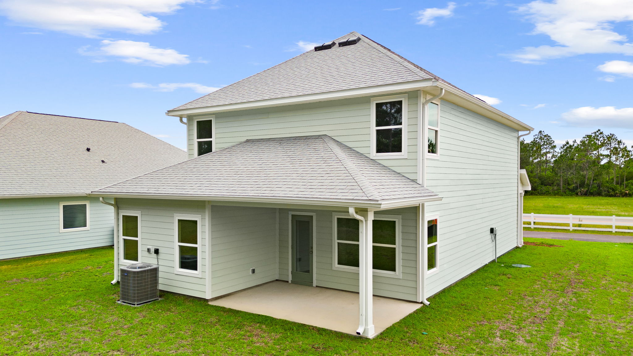 Alabaster floor plan at Buffer Farms rear of home with covered rear patio.