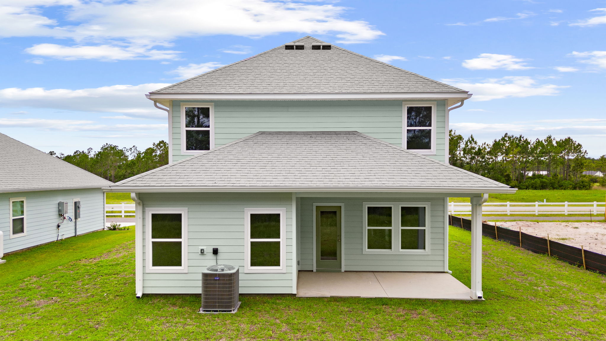 Alabaster floor plan at Buffer Farms rear of home with covered rear patio.