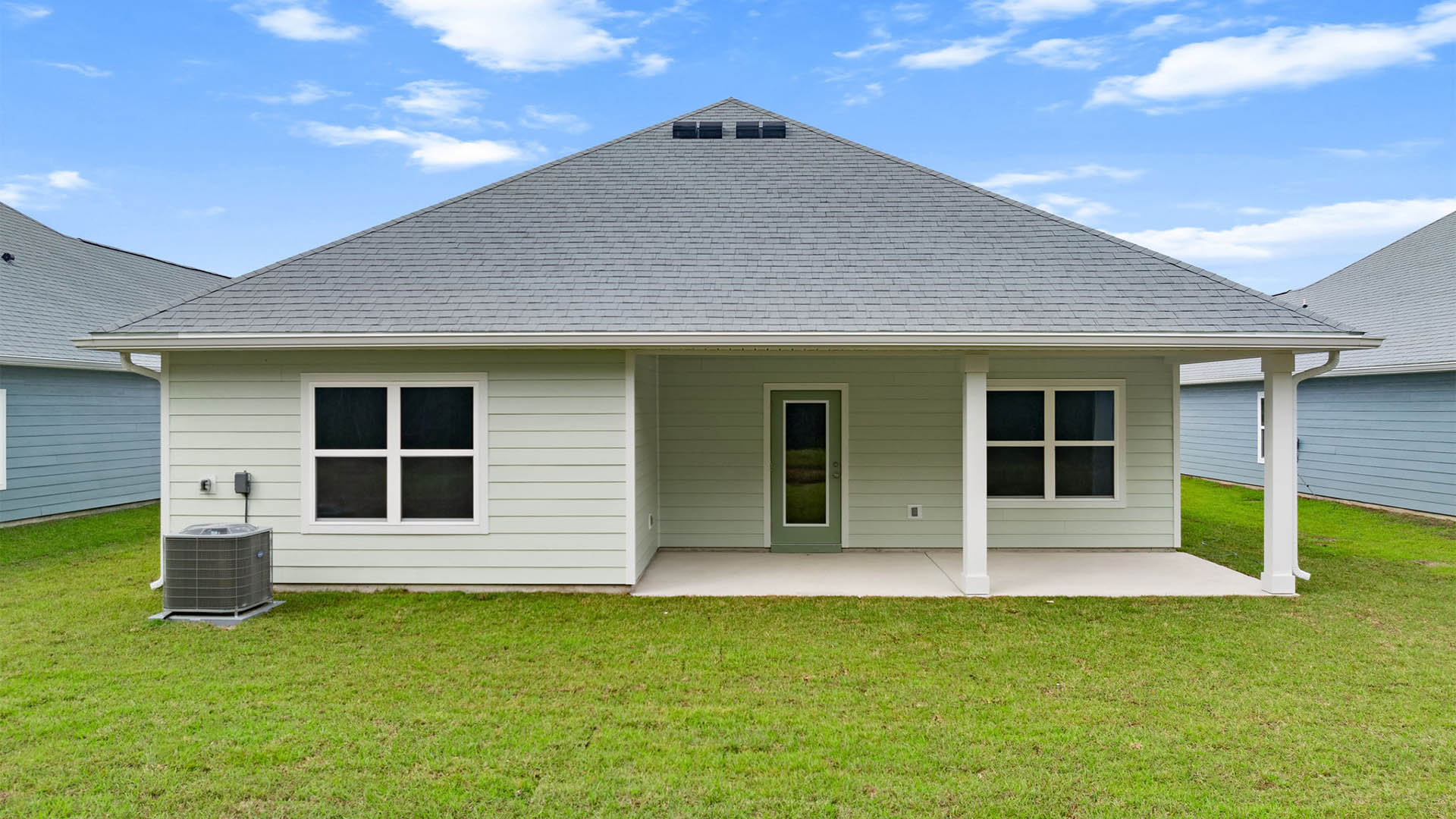 Delray floor plan at Buffer Farms rear of home with covered back porch.