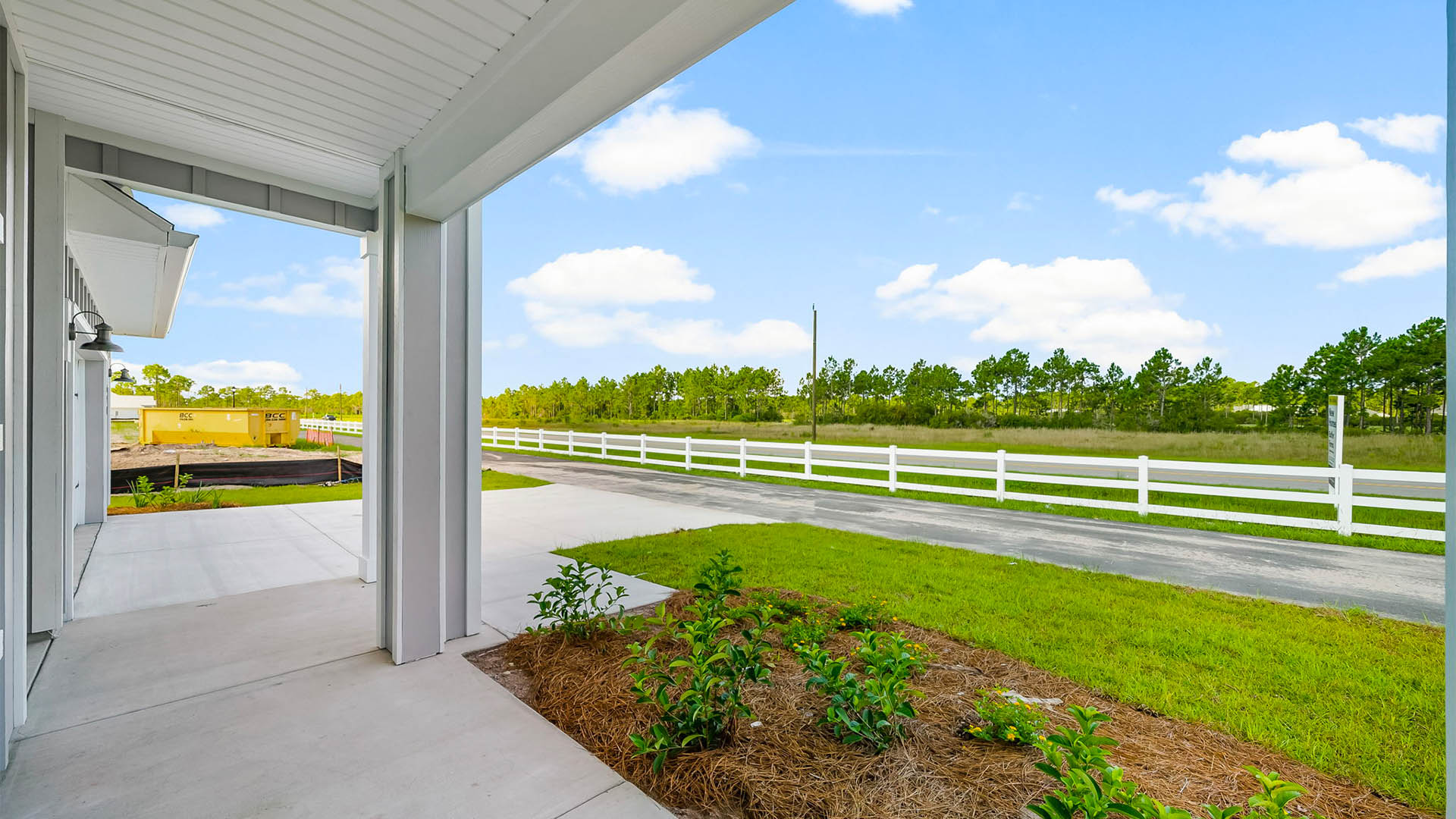 Covered front porch view of Rhett at Buffer Farms.