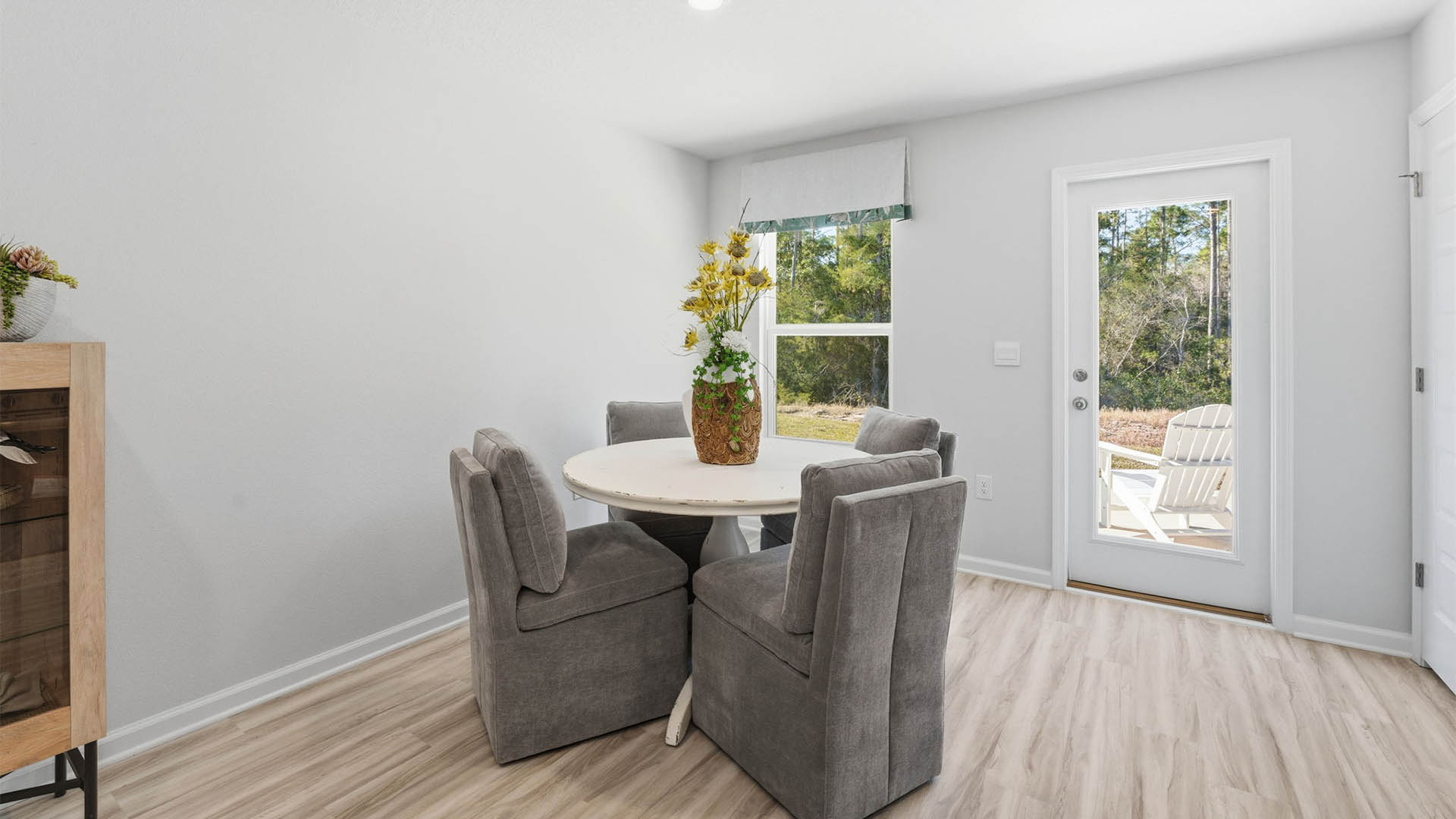 Dining area and back door and window.