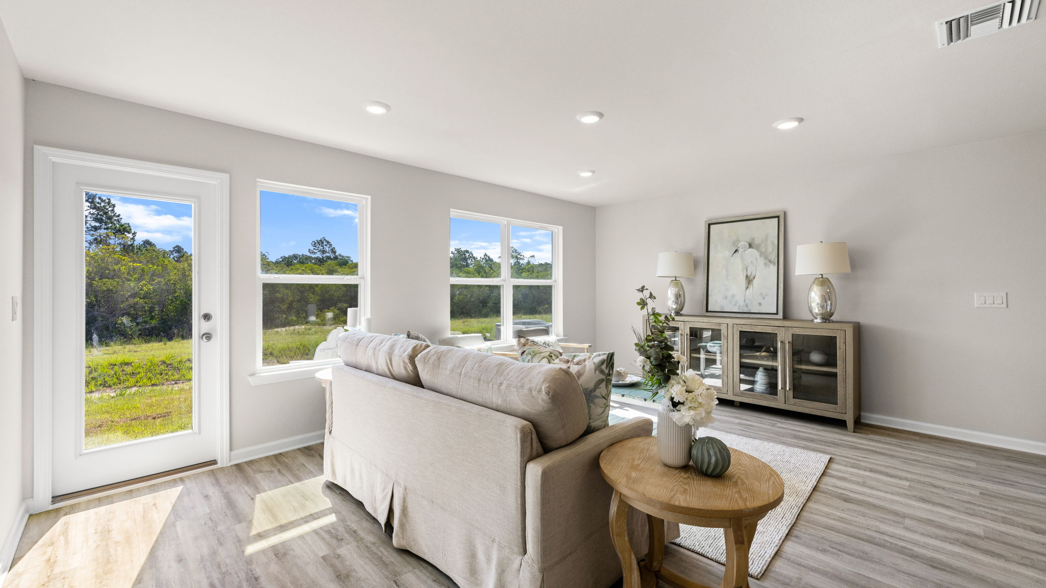 Open living room and back door and windows.