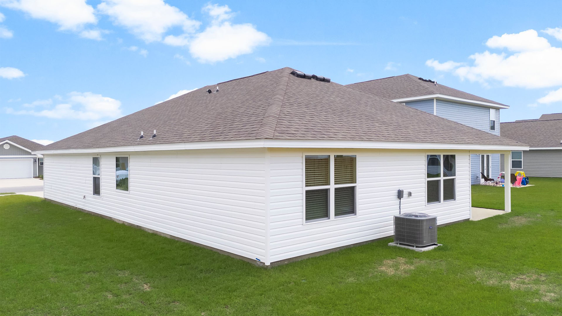 Cali floor plan at Destini Lane rear of home with covered patio.