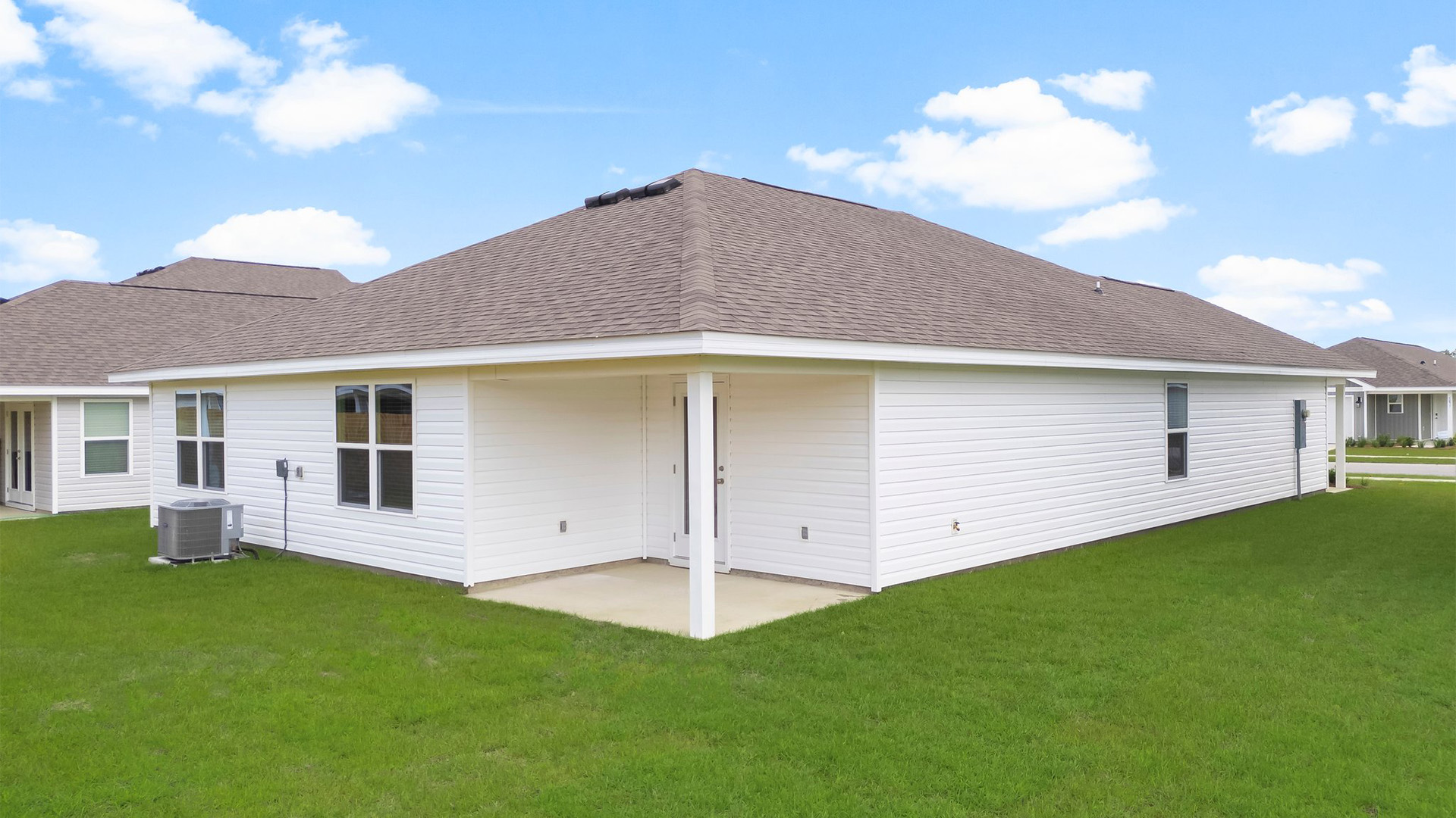 Cali floor plan at Destini Lane rear of home with covered patio.