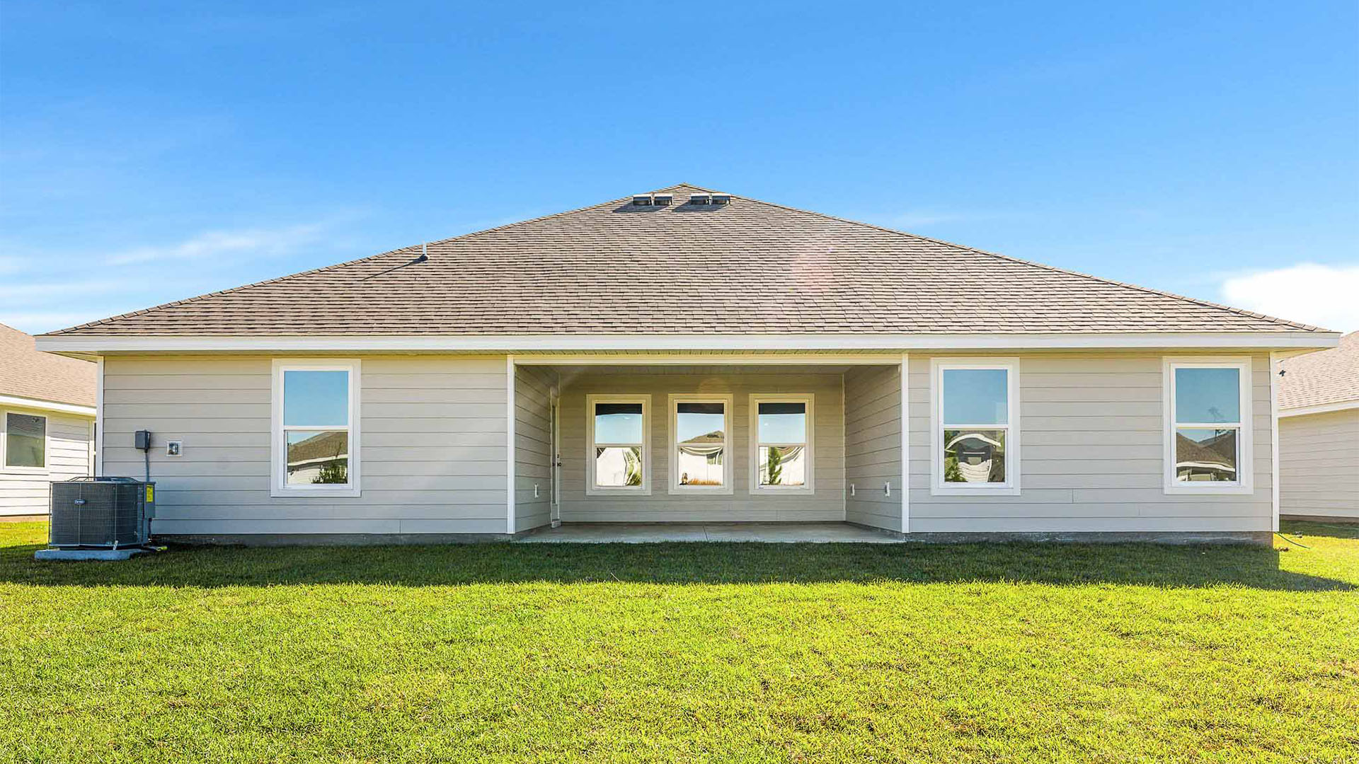 Sawyer floor plan at Destini Lane rear of home with covered rear patio.