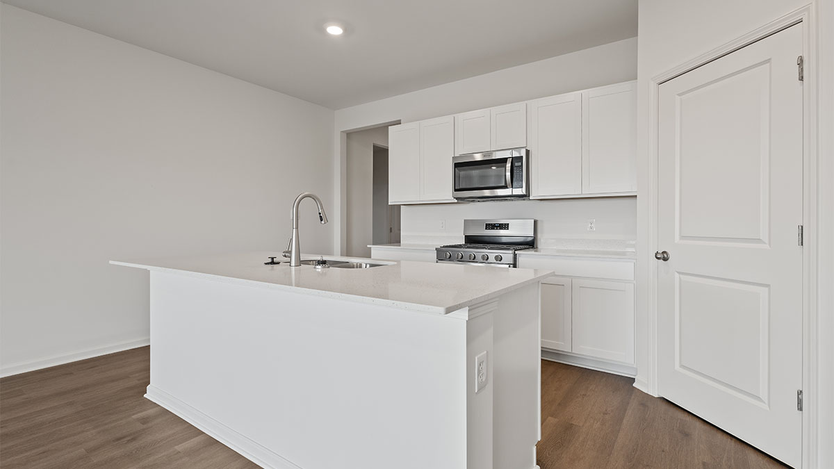 Kitchen with white cabinetry.