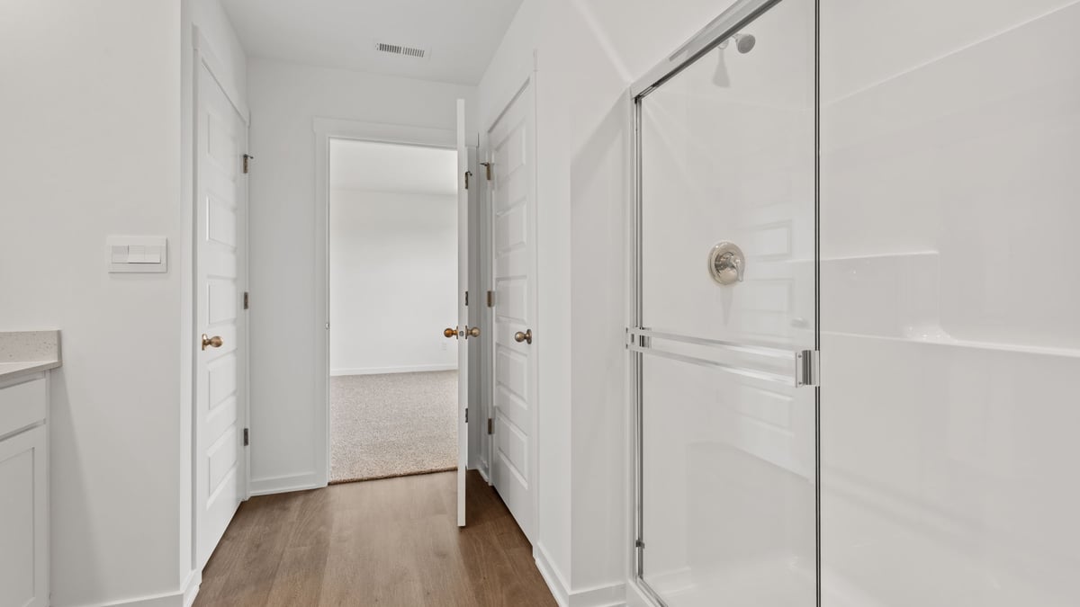 View of walk in shower.