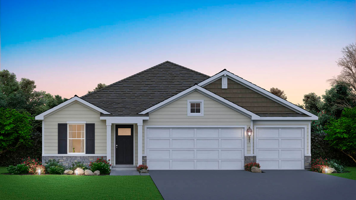 Rendering of exterior one-story.