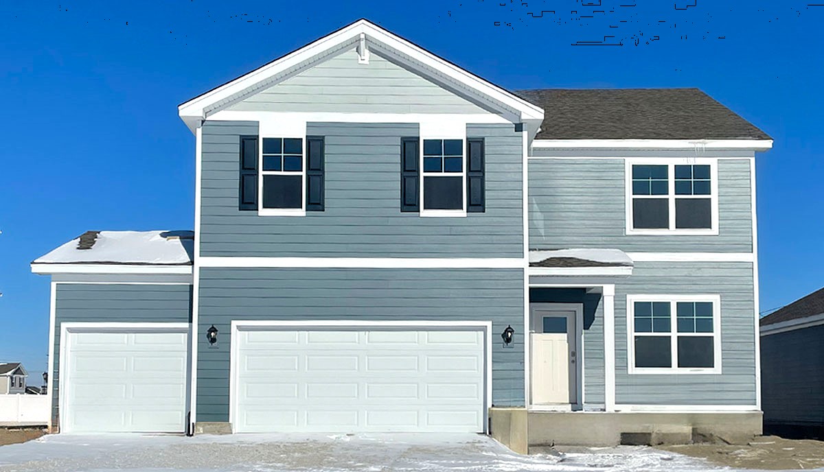 Rendering exterior of two-story home.