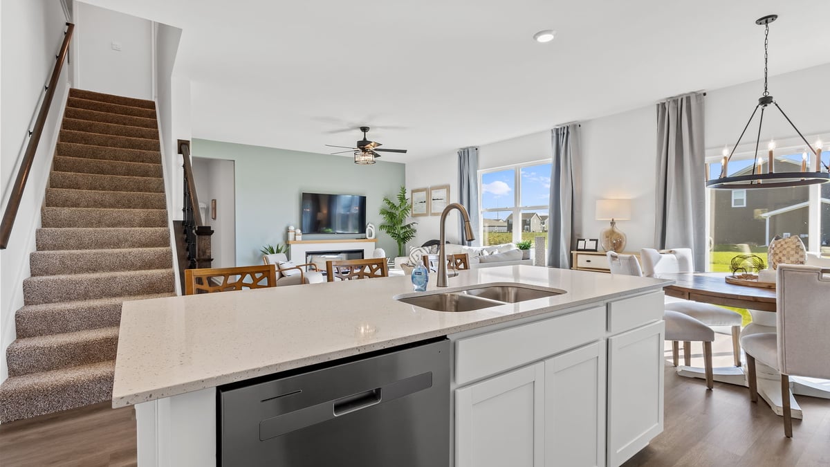 Kitchen island with quartz countertops.