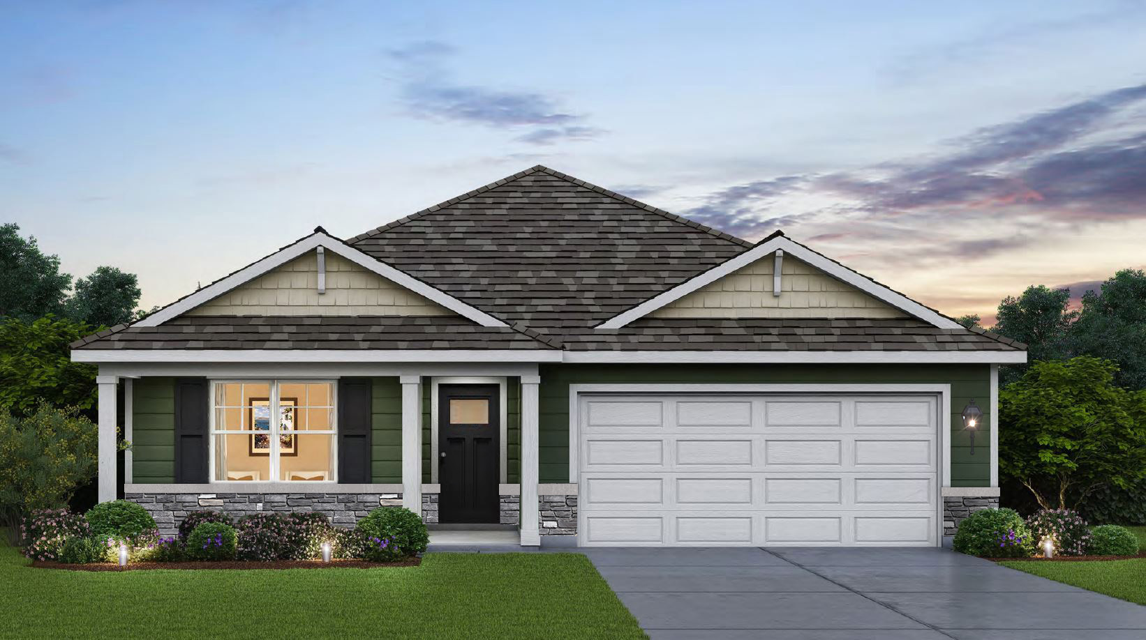 One story rendering exterior of home.