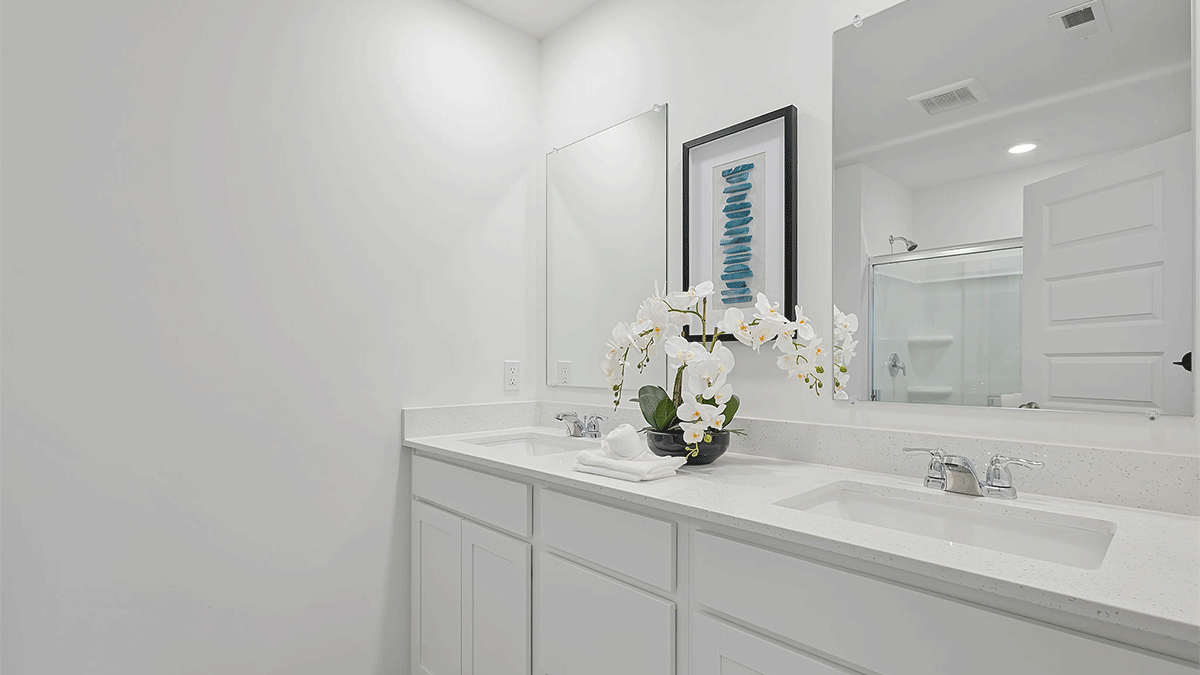 Dual vanity sinks.