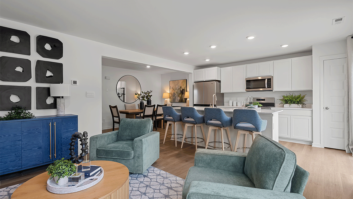 Living room area with an open layout.