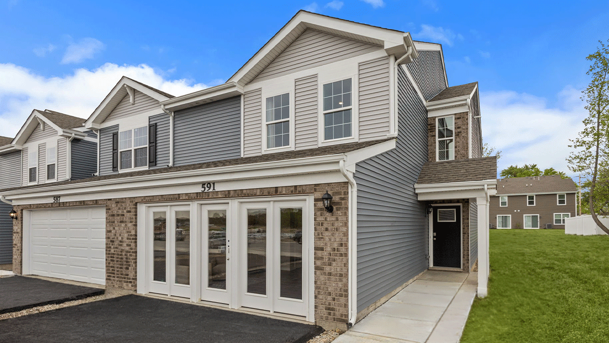 Exterior end-unit of two-story townhome.