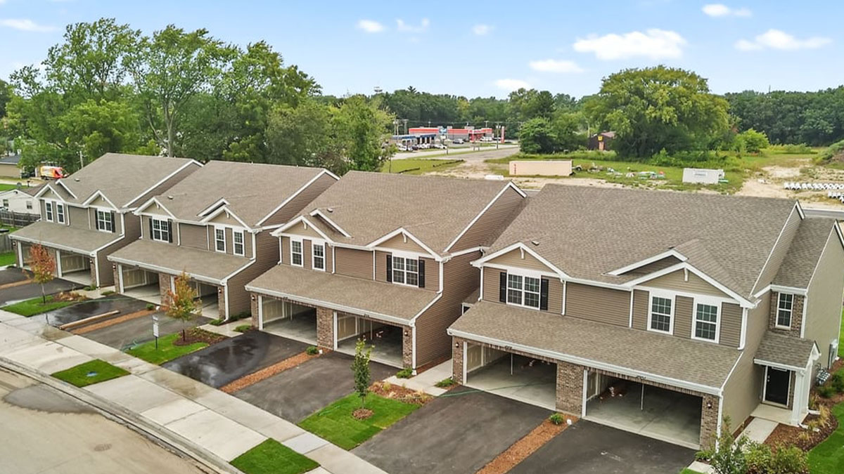 Exterior of townhomes.