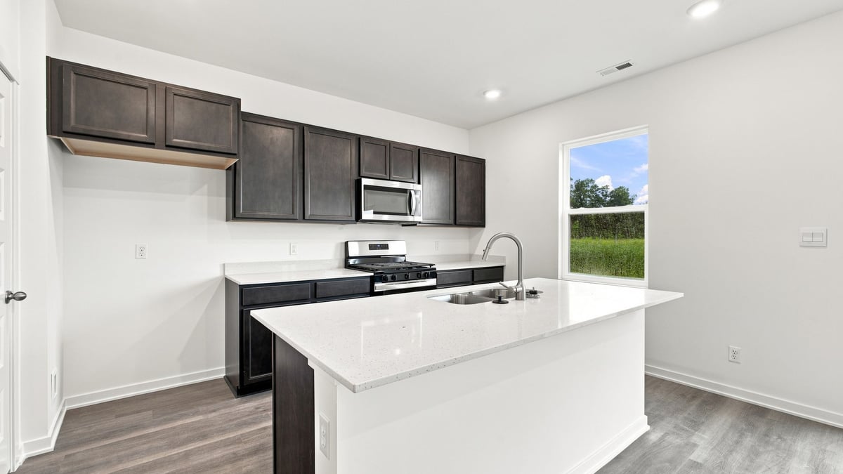 Kitchen with flagstone cabinetry.