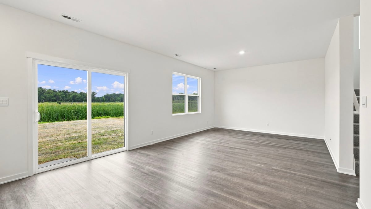 Living area with sliding patio doors.