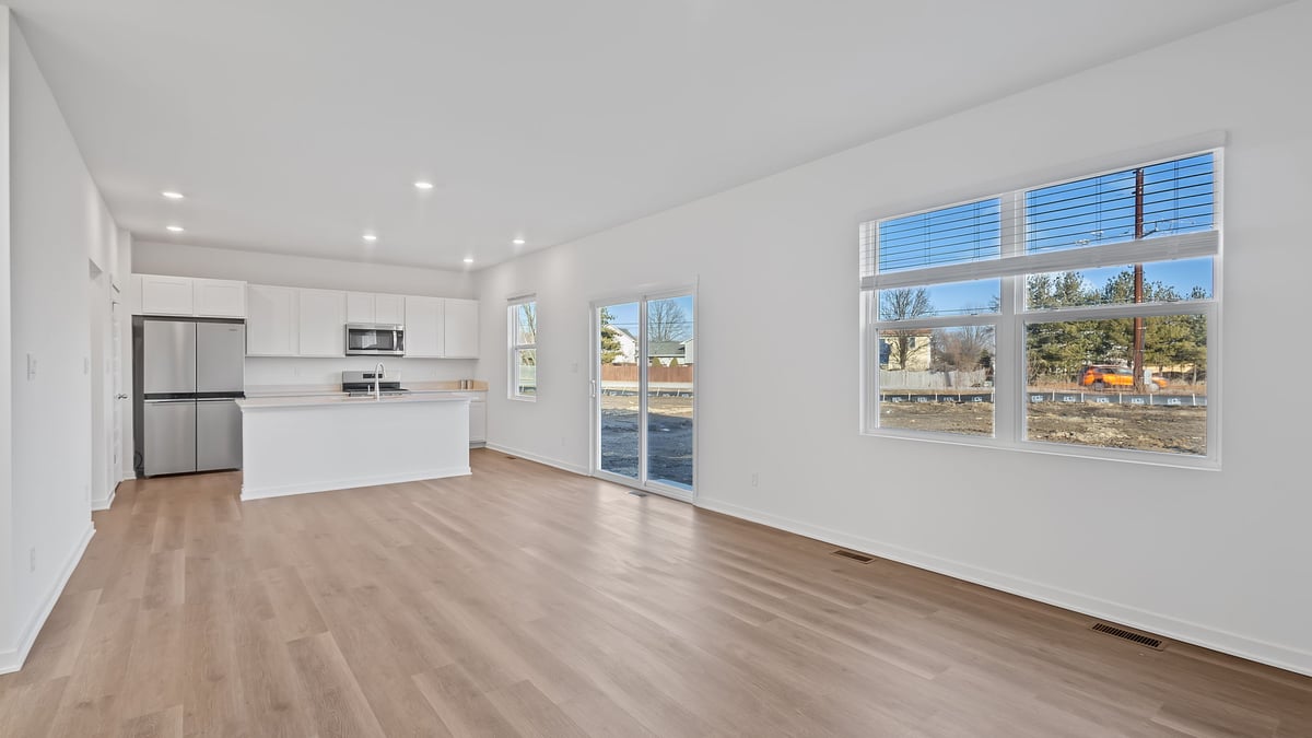 Living room with a big window.