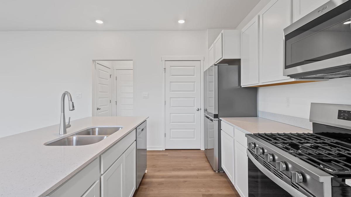 Kitchen with viewing appliances.