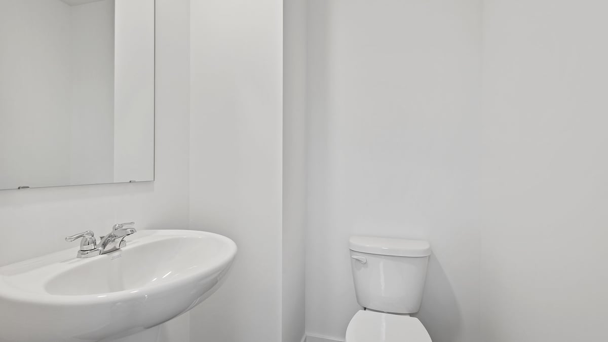 Powder room with one sink.