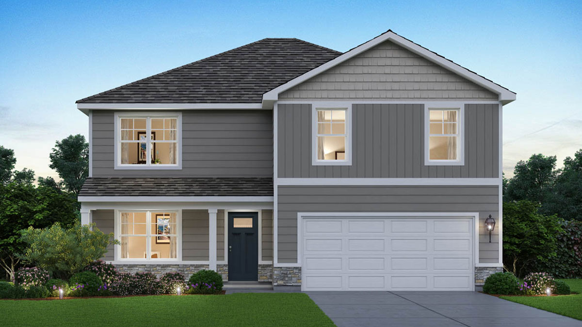 Exterior of two story rendering home.