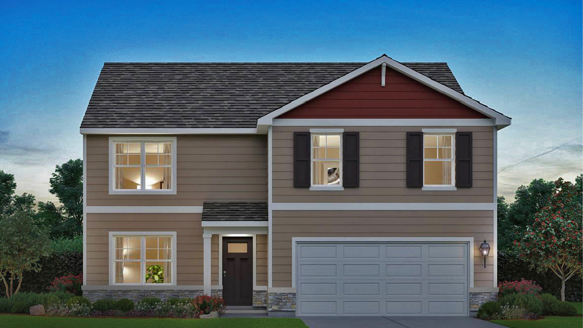 Exterior rendering of henley with stone and vinyl siding