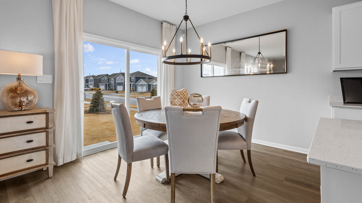Dining room with sliding door to backyard