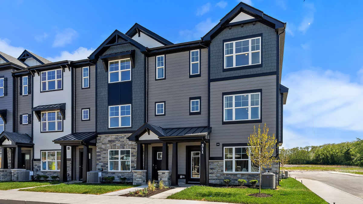 Exterior of townhome units.