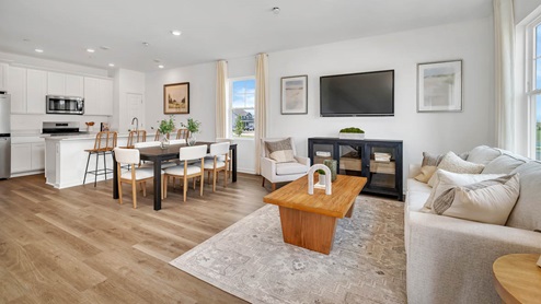 Open concept kitchen, dining area, and kitchen.