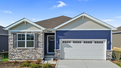 Single family ranch home with stone