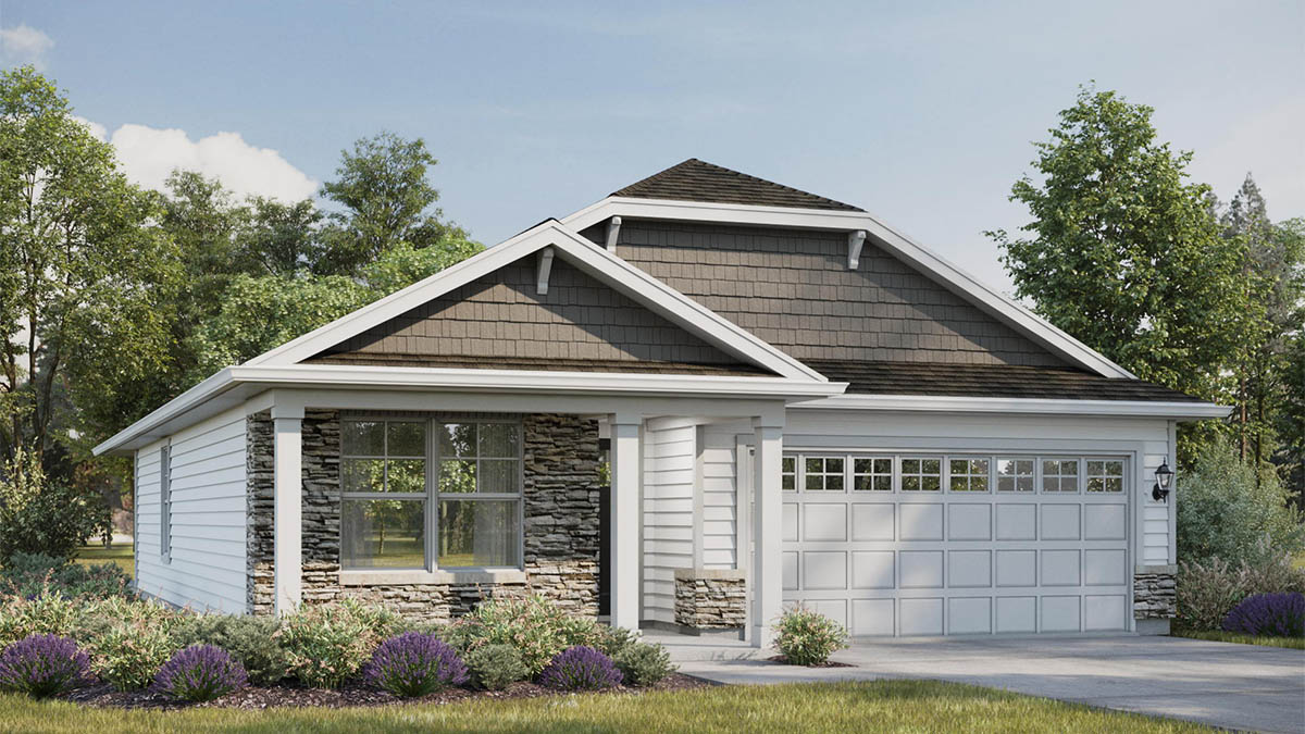 Exterior of ranch home.