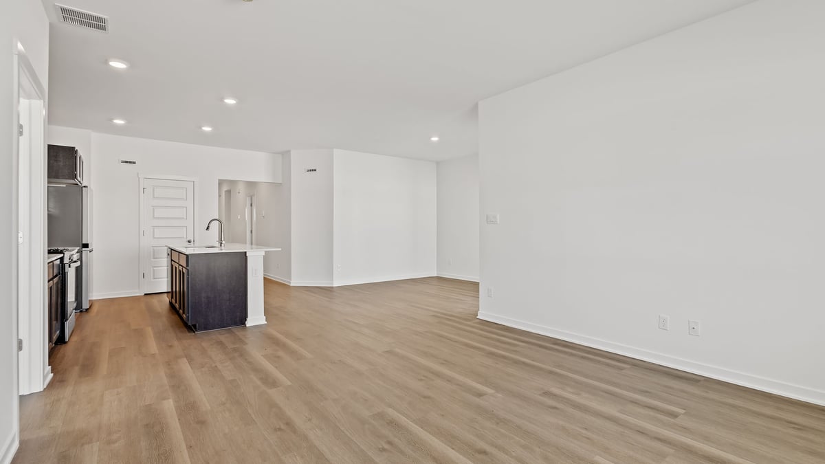 Dining area viewing the living area.
