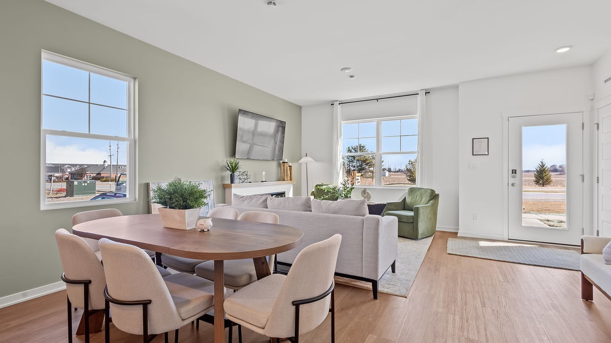 Dining area with an open layout of living area.