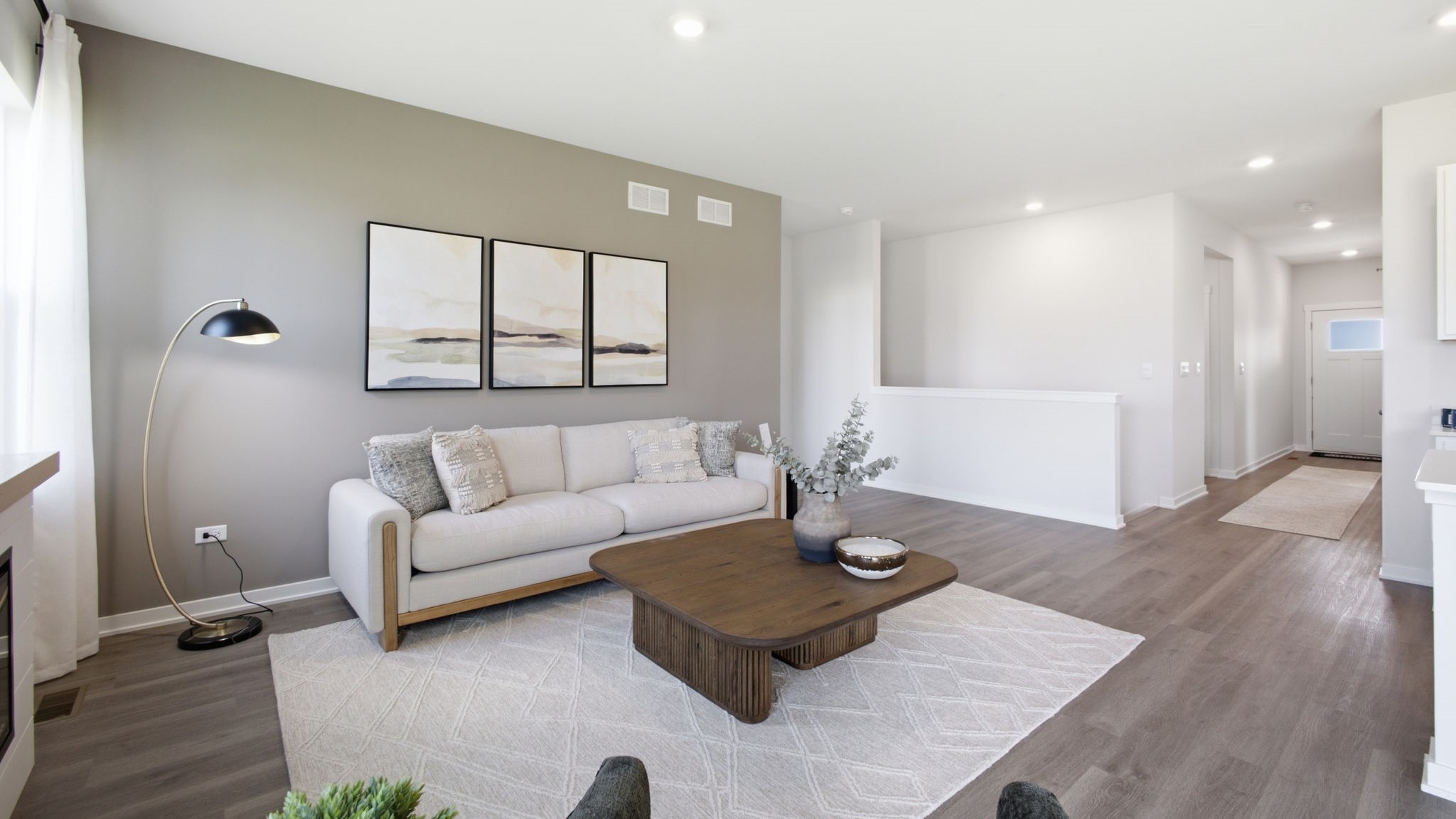 Living area with hardwood floors.
