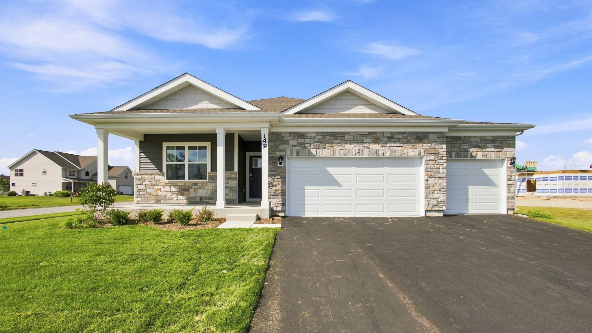Exterior of one-story model home.
