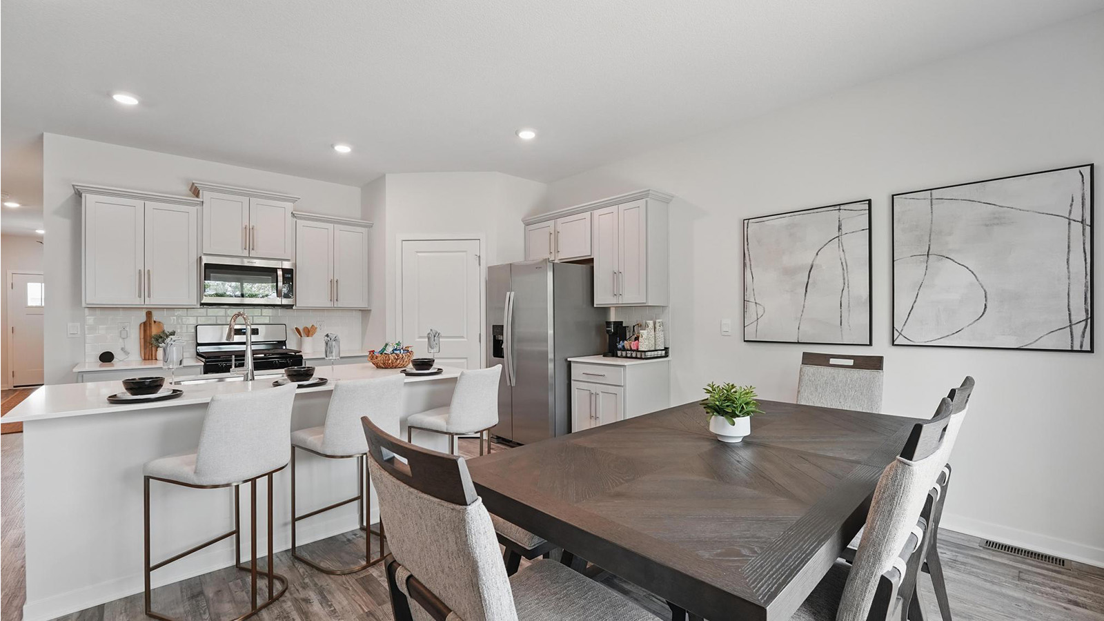 dining area off of kitchen with glass sliding door