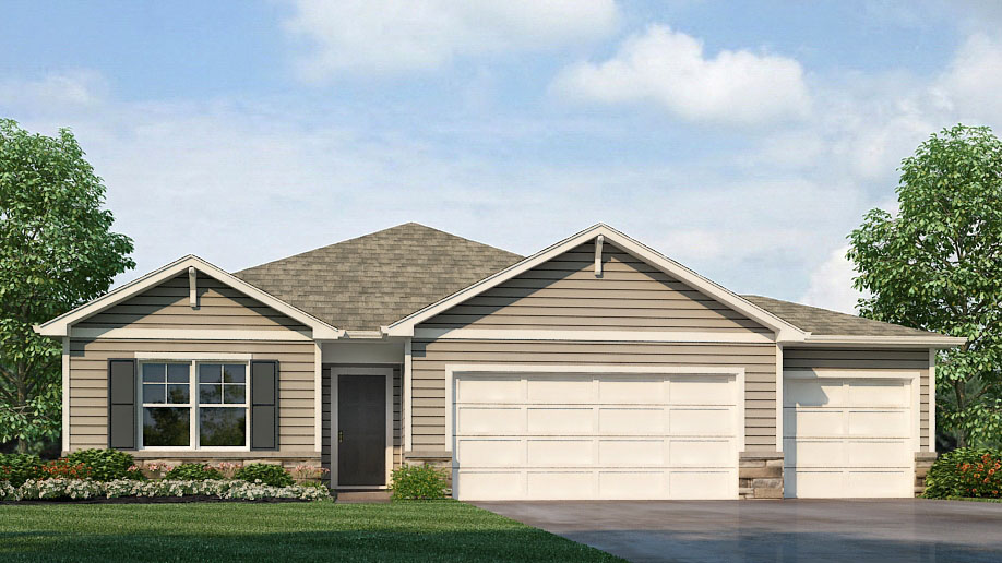 Chatham front exterior with siding and two car garage