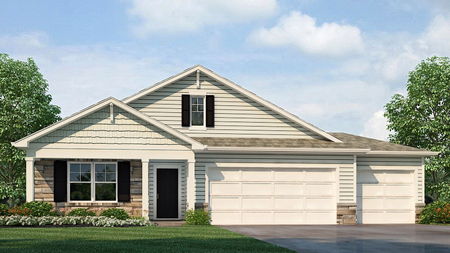 Chatham front exterior with siding and two car garage