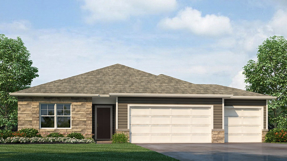 Chatham front exterior with siding and two car garage