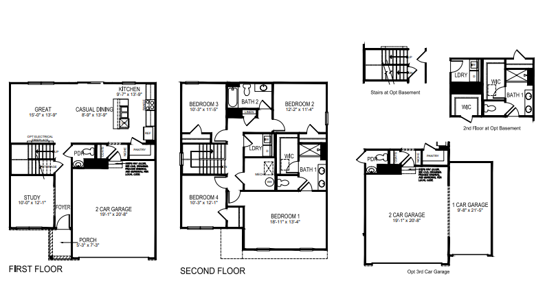 Bellamy floorplan optional third car garage