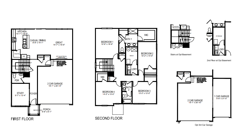 Holcombe floorplan with optional third car garage