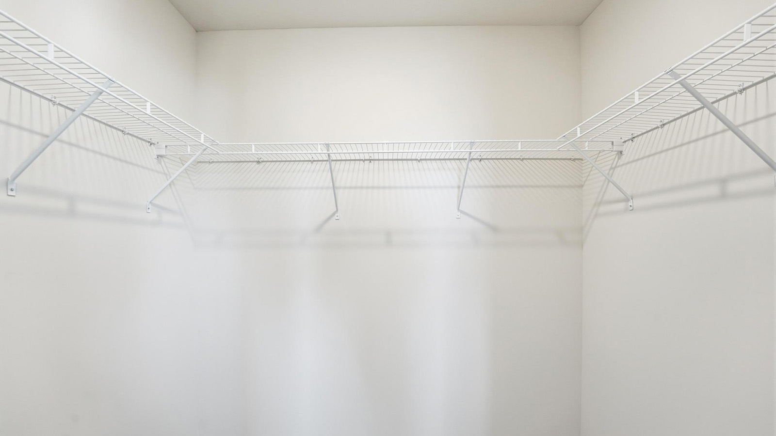 Carpeted primary walk in closet.