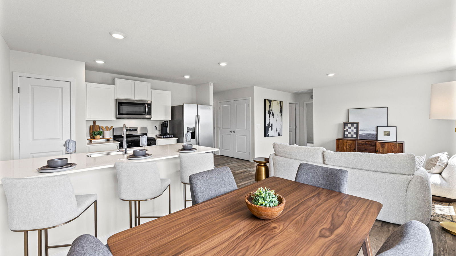 Dining area beside kitchen with sliding glass back door