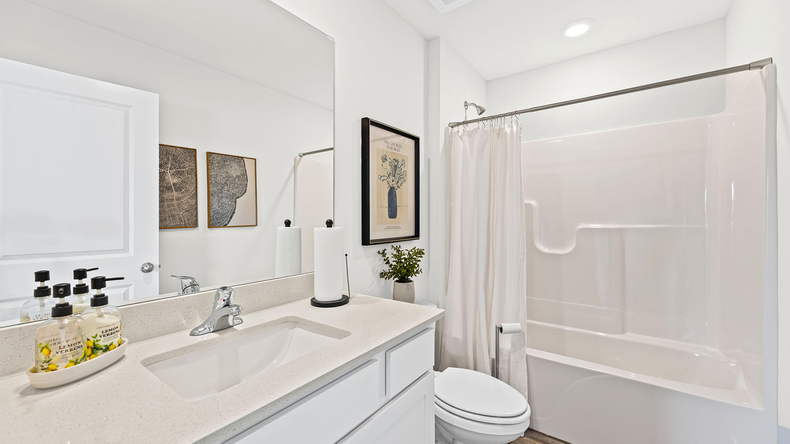 Bathroom with a bathtub shower combination