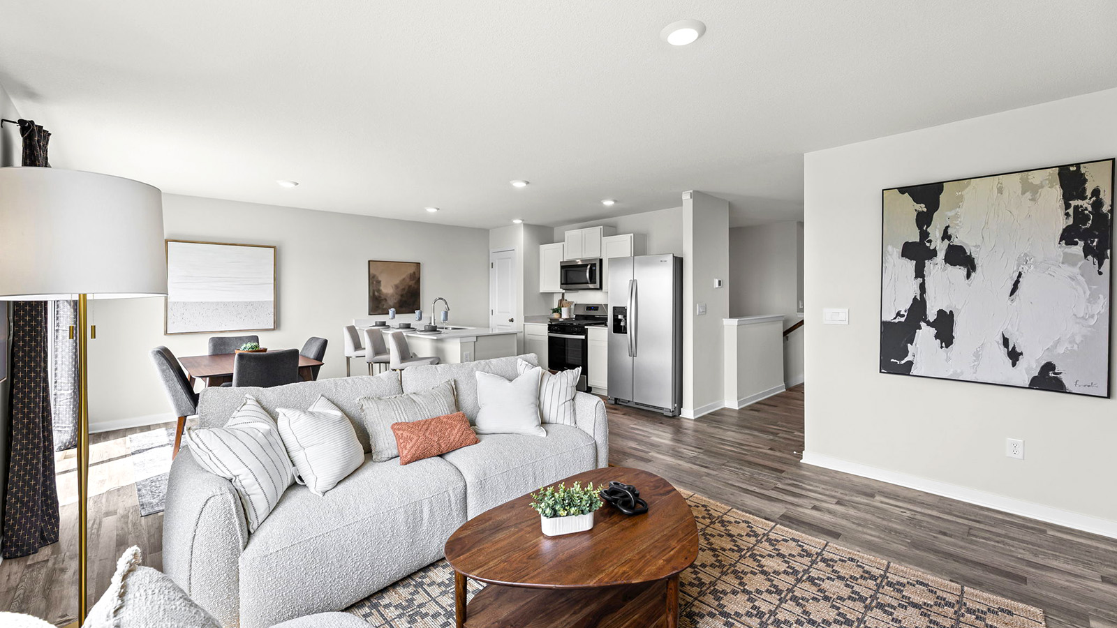Living room and large windows