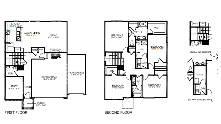 Holcombe floorplan with optional basement