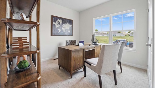 Carpeted Flex space/bedroom used as an office with large windows