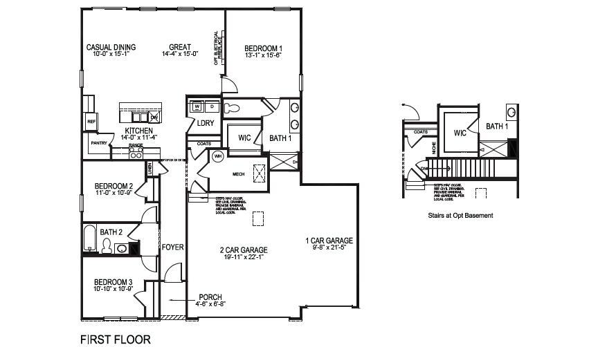 Newcastle floorplan with optional basement